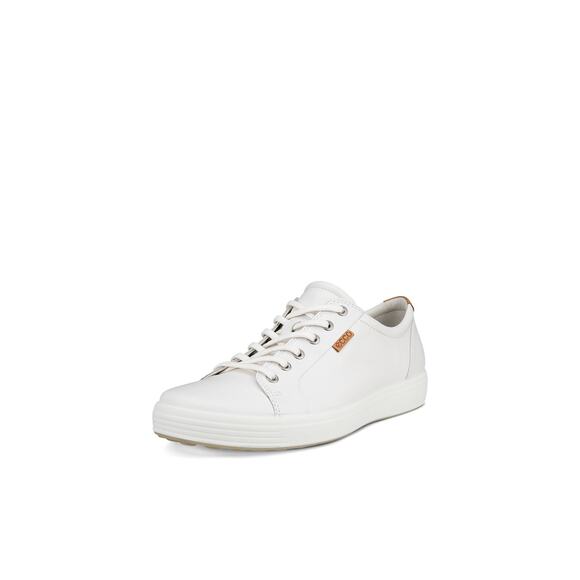 USED ECCO Men’s Soft 7 White Leather Low Top Casual Sneakers Size 10-10.5